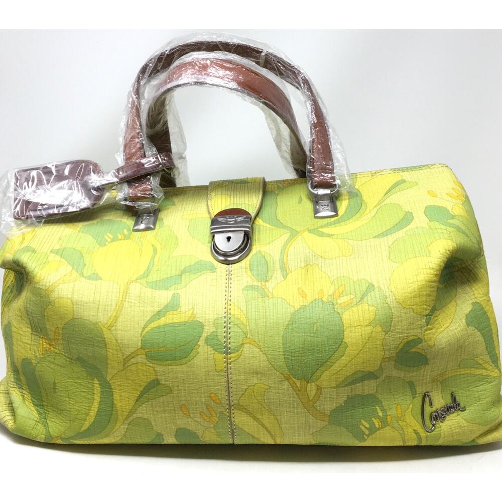 Consuela Chartreuse St. Tropez Yellow & Green Vintage Large Signature Handbag - Picture 2 of 7
